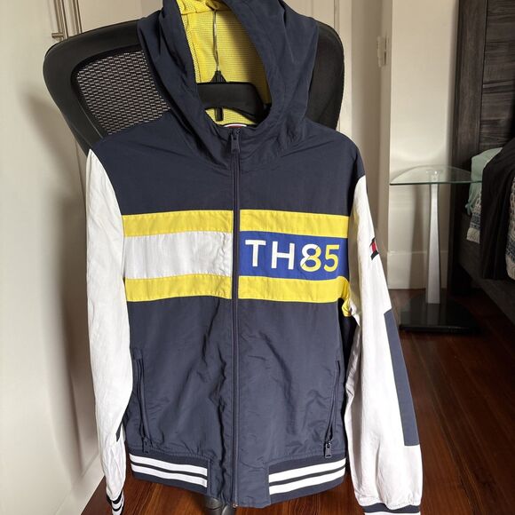 Tommy Hilfiger TH85 Colorblock Hooded Jacket Size Small Petite Blue White NWOT - Picture 3 of 16